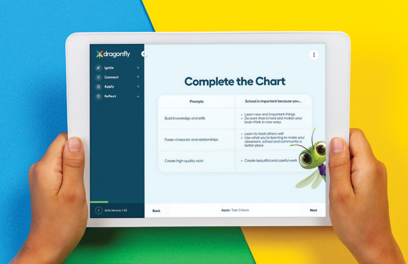 Tablet showing a preview of a lesson in Dragonfly. 