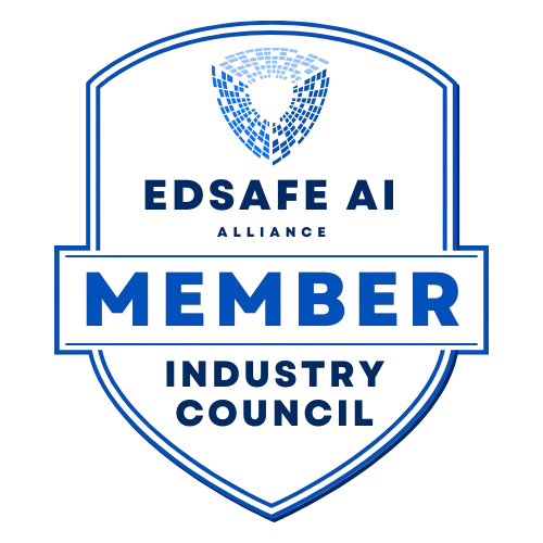 Image of a badge shape with the text EDSAFE AI Alliance Industry Council Member.