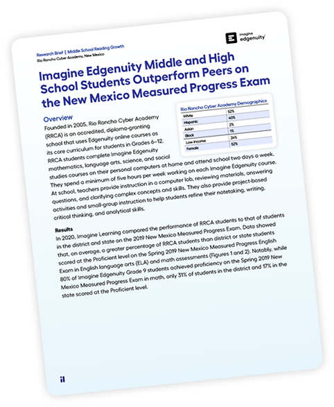 Cover page of an Imagine Edgenuity research paper