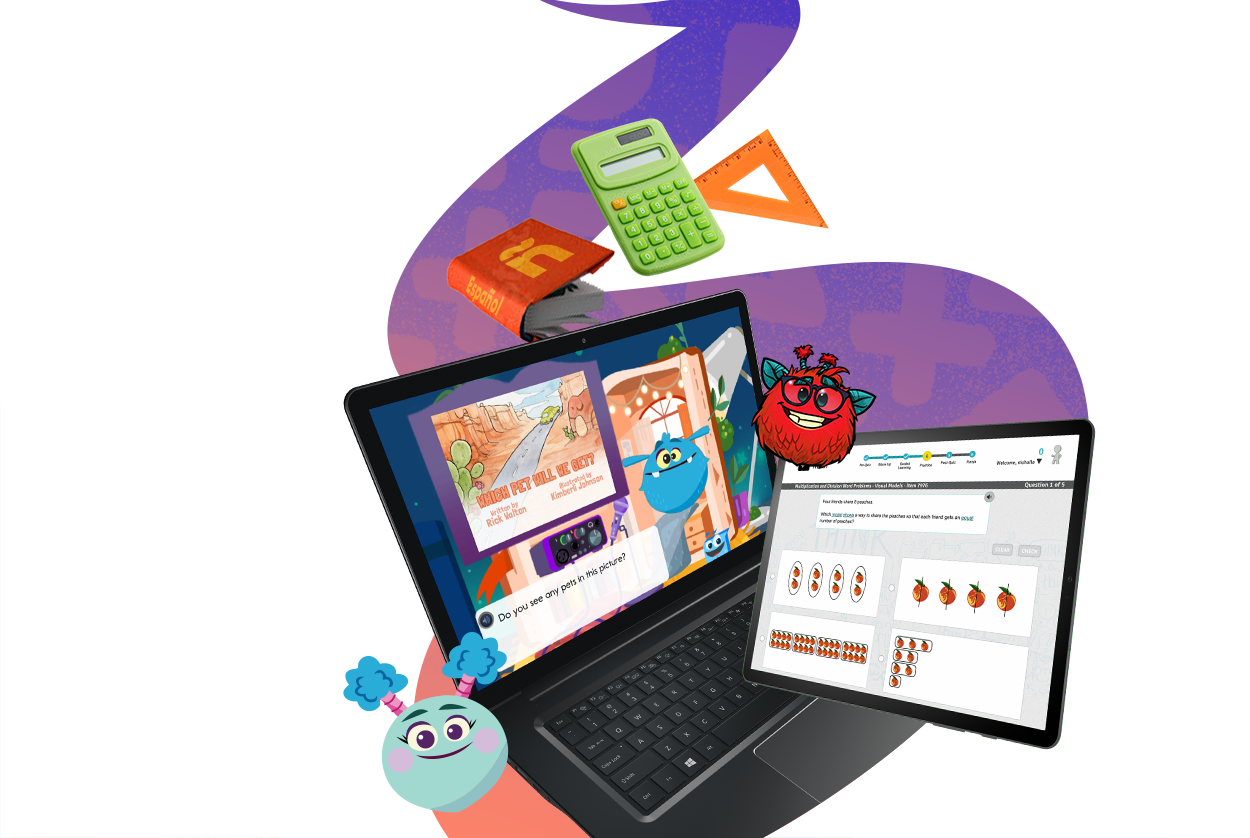 Visual collage of a supplemental and intervention products and characters.